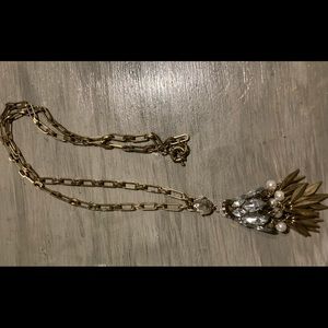 Gold chain with pearls, rhinestones necklace